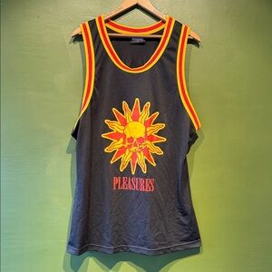 Pleasures Black Tank Top with Sun Graphic